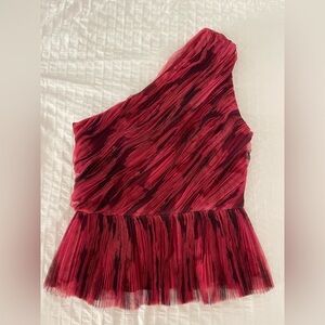 Hutch for Anthropologie Floral Pleated One shoulder Top